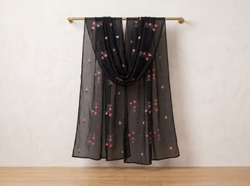 Black Chiffon Embroidered Dupatta 13
