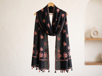 Black Chiffon Embroidered Dupatta 01