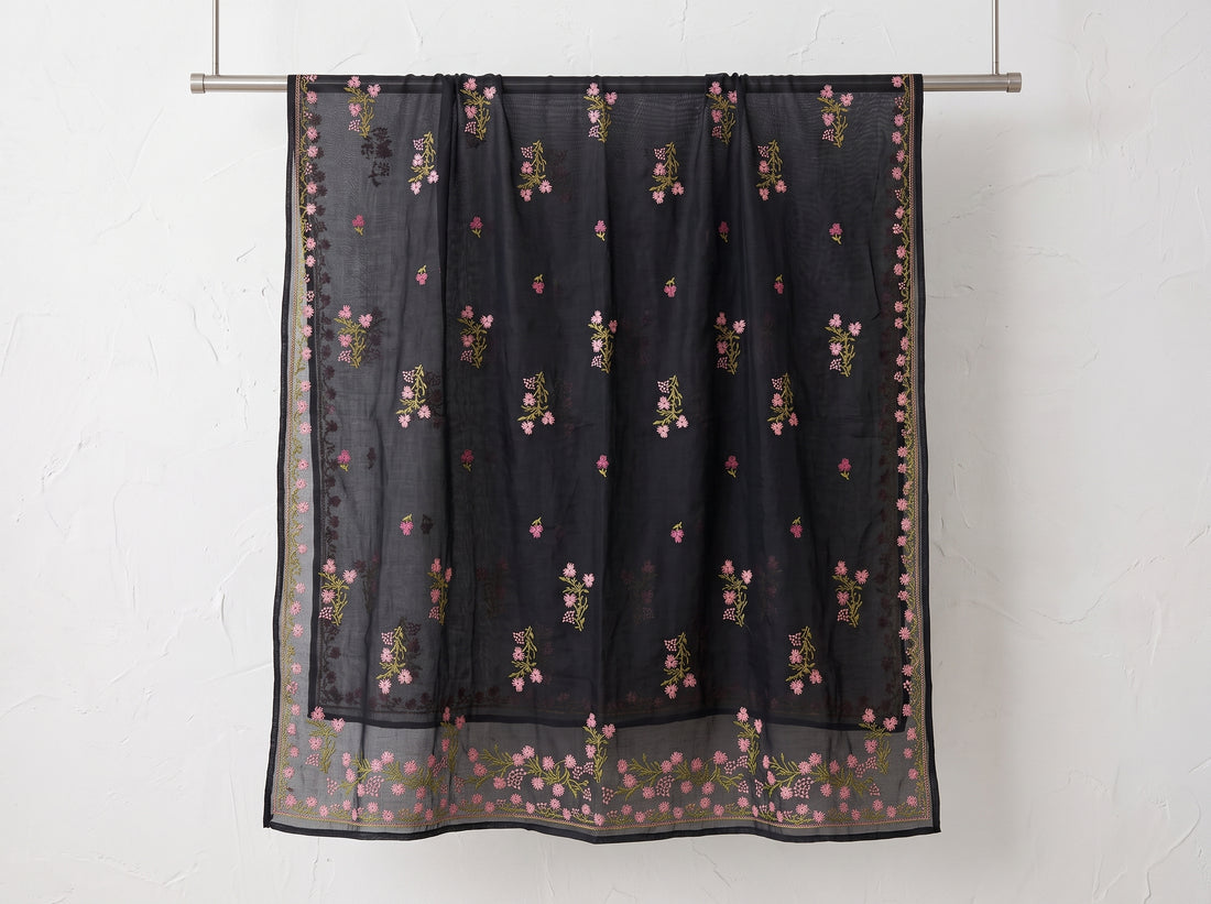 Black Chiffon Embroidered Dupatta 05