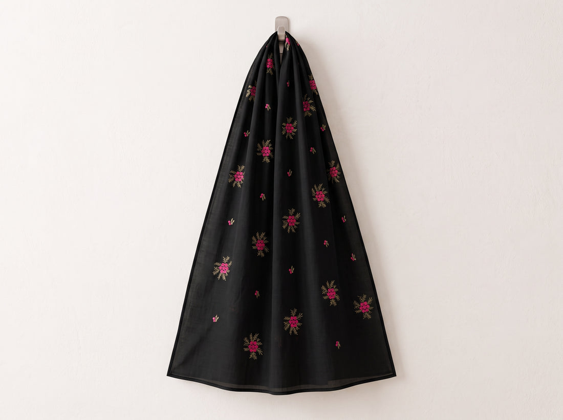 Black Chiffon Embroidered Dupatta 08