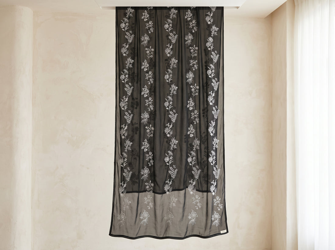 Black Chiffon Embroidered Dupatta 09