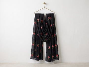 Black Chiffon Embroidered Dupatta 04