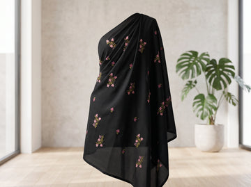 Black Chiffon Embroidered Dupatta 07