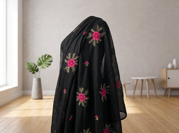 Black Chiffon Embroidered Dupatta 08