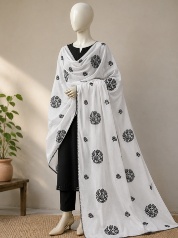 Pure lawn embroidered dupata 15