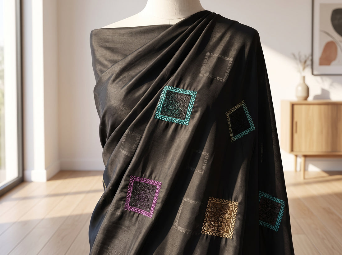 Black Chiffon Embroidered Dupatta 12