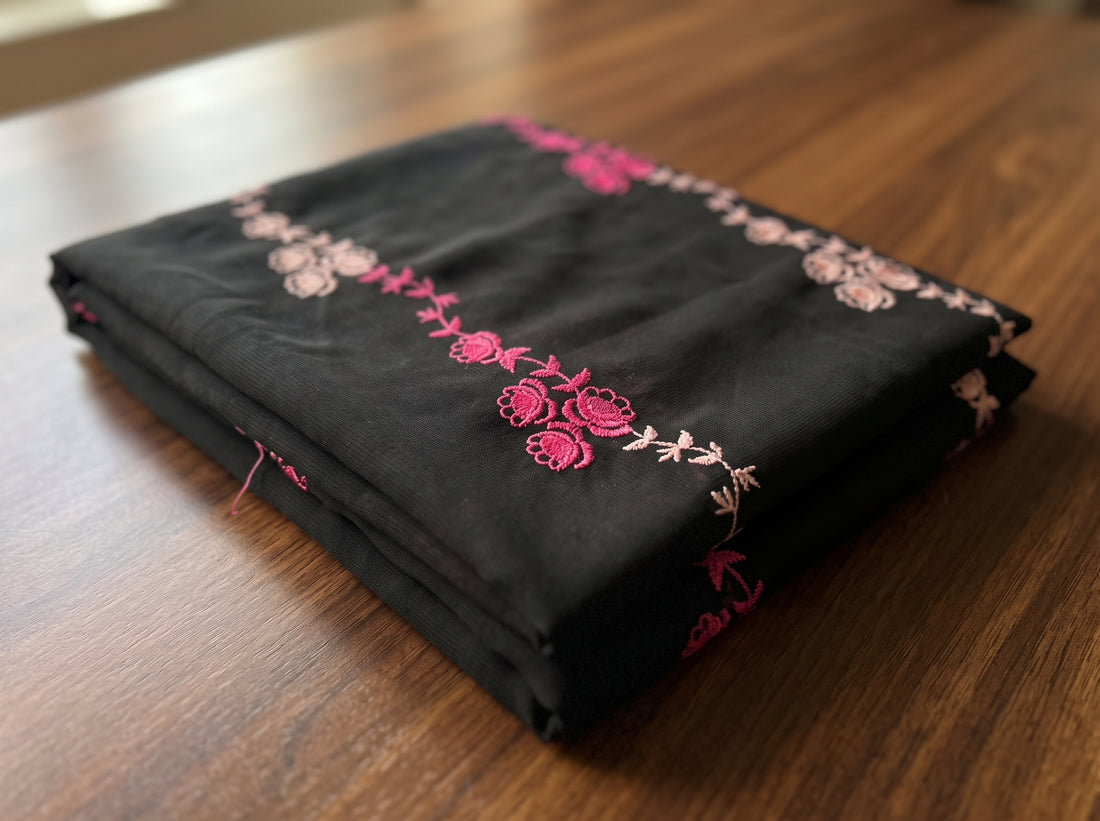 Black Chiffon Embroidered Dupatta 10