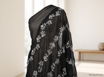 Black Chiffon Embroidered Dupatta 09