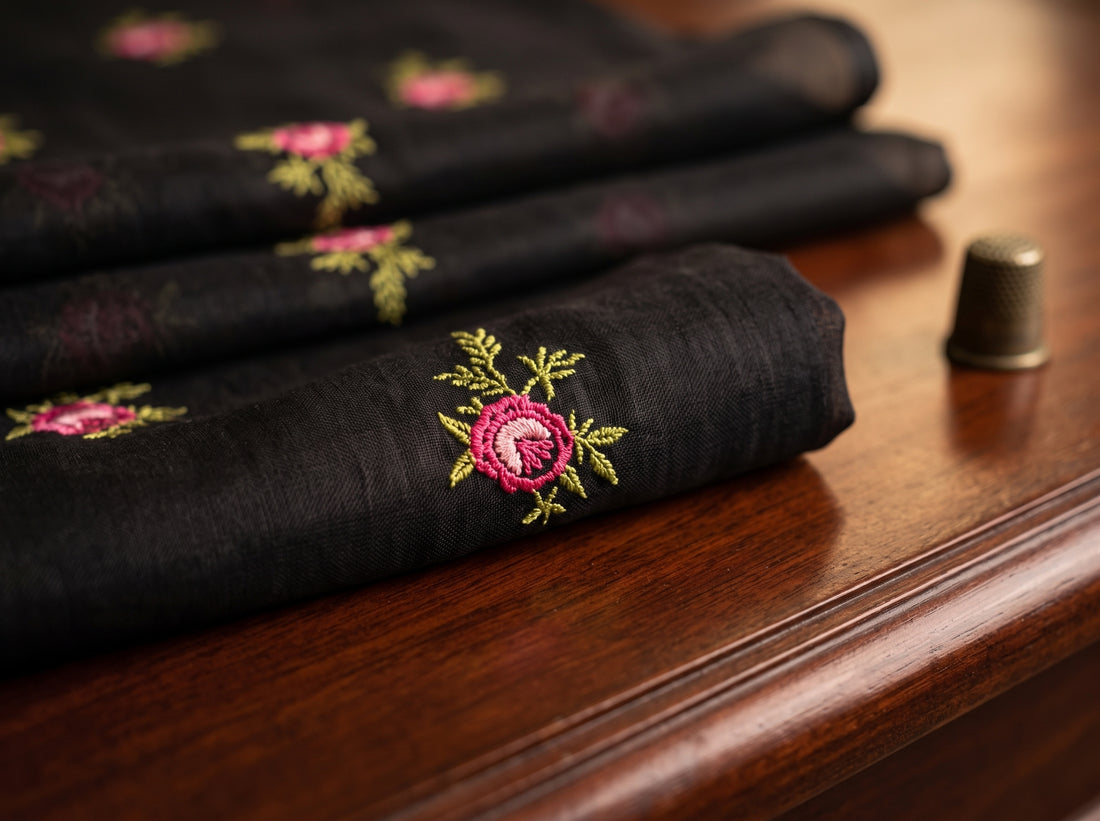 Black Chiffon Embroidered Dupatta 04