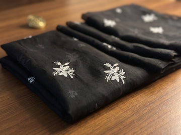 Black Chiffon Embroidered Dupatta 11